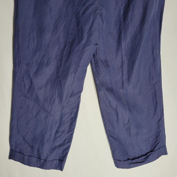 NWT LOFT Women's Pants Original Navy Blue Lightweight Linen Rayon Blend Size 16 - Picture 8 of 12